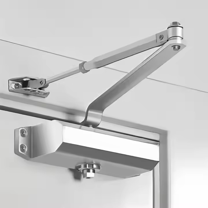 Thumbnail image of grey door with some red leaves around, front view